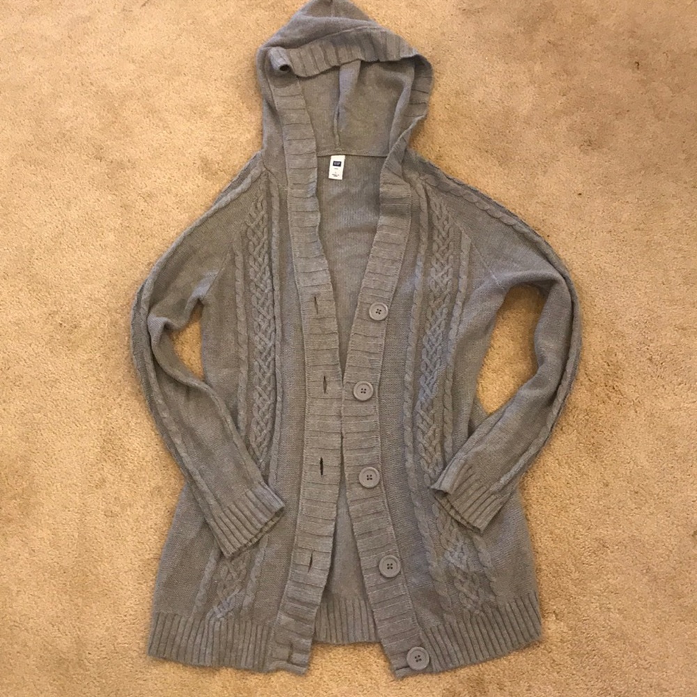 Hooded Gray Sweater Cardigan